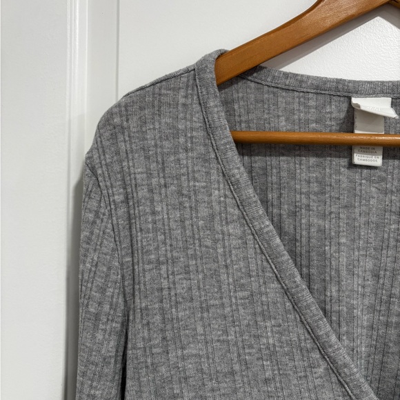 H&M Gray Ribbed Knit Cardigan | Women’s Size XXL - Picture 3 of 6